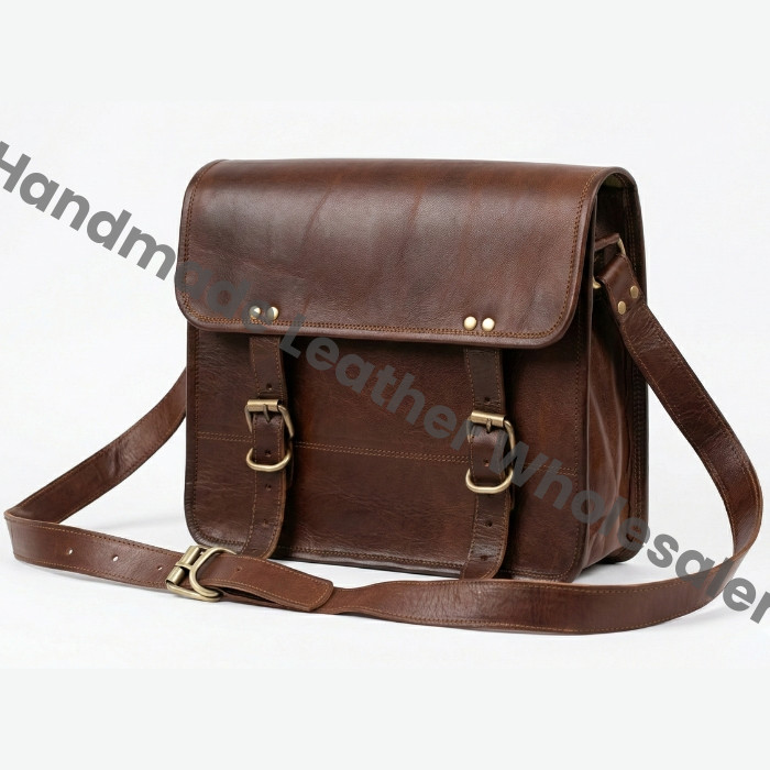 Personalized Leather Laptop Messenger Bag: Monogrammed Crossbody Briefcase