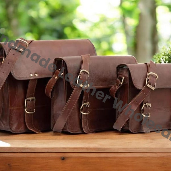 Personalized Leather Laptop Messenger Bag: Monogrammed Crossbody Briefcase