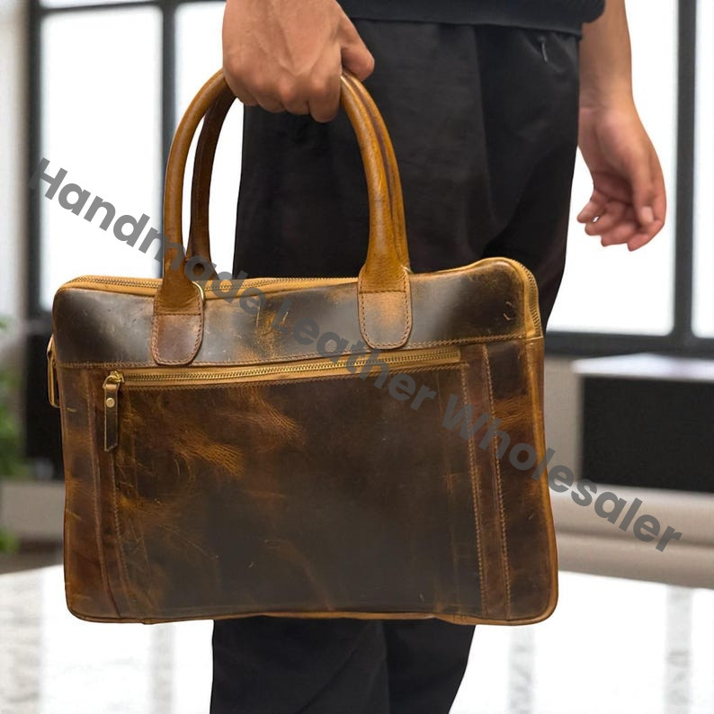 Personalized Leather Laptop Messenger Bag – Rustic Canvas Briefcase, Vintage Satchel, Handmade Work Tote, Travel Gift for Him He