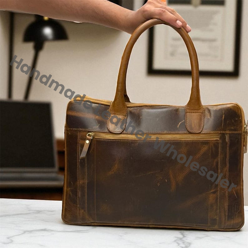 Personalized Leather Laptop Messenger Bag – Rustic Canvas Briefcase, Vintage Satchel, Handmade Work Tote, Travel Gift for Him He