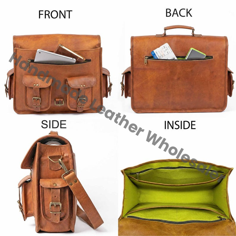 Personalized Leather Messenger Bag for Men, Monogram Briefcase, Handmade Work Satchel, Laptop Office Bag