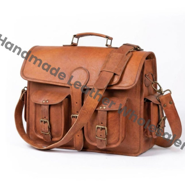 Personalized Leather Messenger Bag for Men, Monogram Briefcase, Handmade Work Satchel, Laptop Office Bag