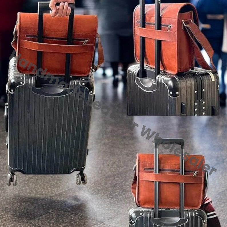 Personalized Leather Messenger Bag, Monogrammed Laptop Bag