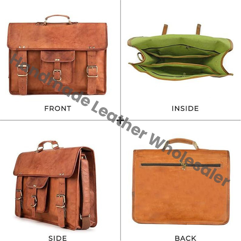Personalized Leather Messenger Bag: Rustic Vintage Crossbody Laptop Briefcase