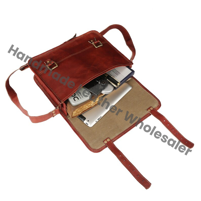 Personalized Leather Messenger Bag: Vintage Brown Crossbody Laptop Briefcase
