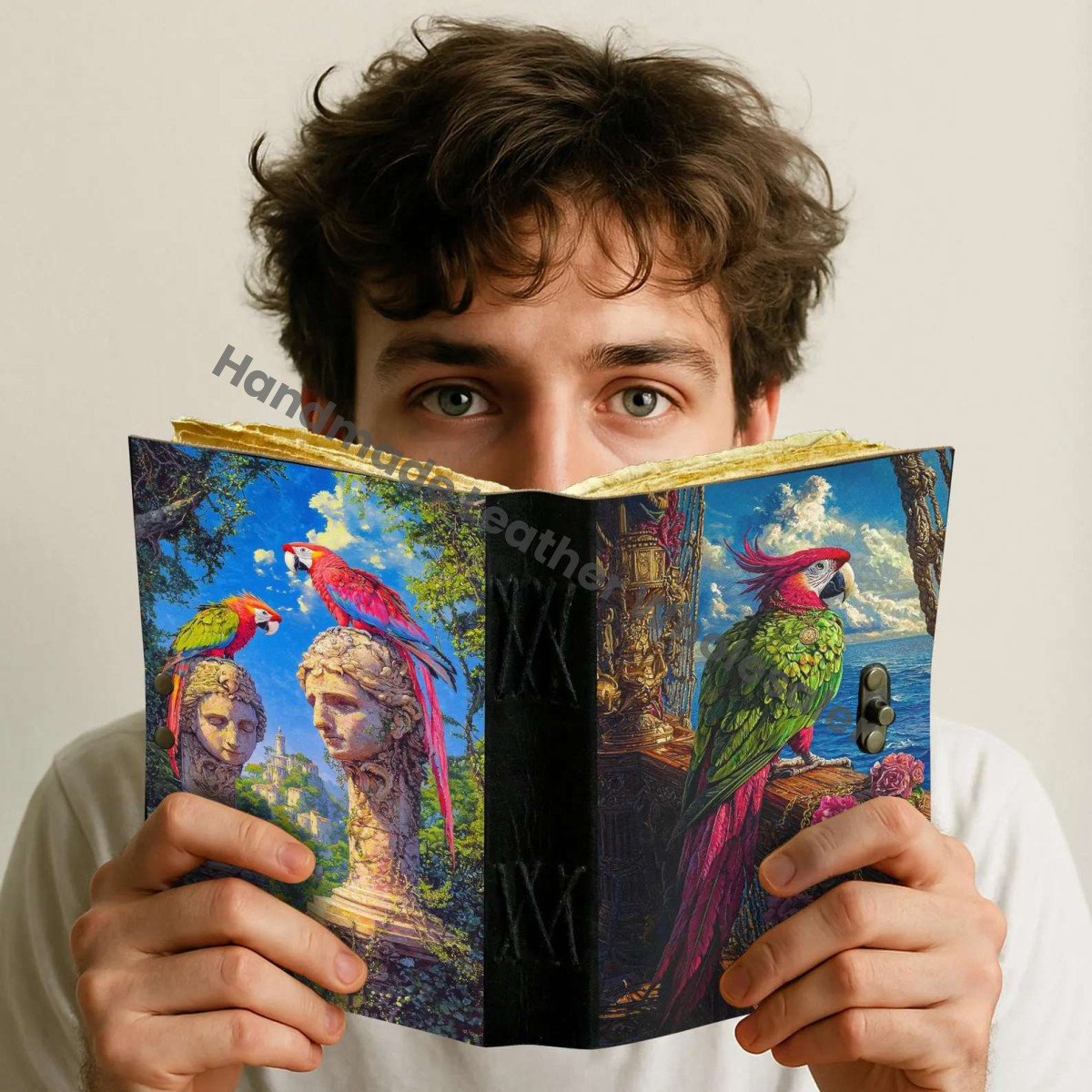 Personalized Leather Parrot Journal: Handmade Blank Diary, Bird Lover Gift