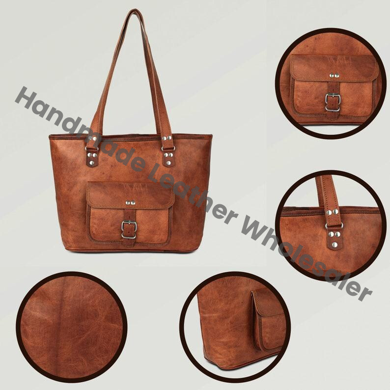 Personalized Leather Tote Bag: Handmade Large Handbag