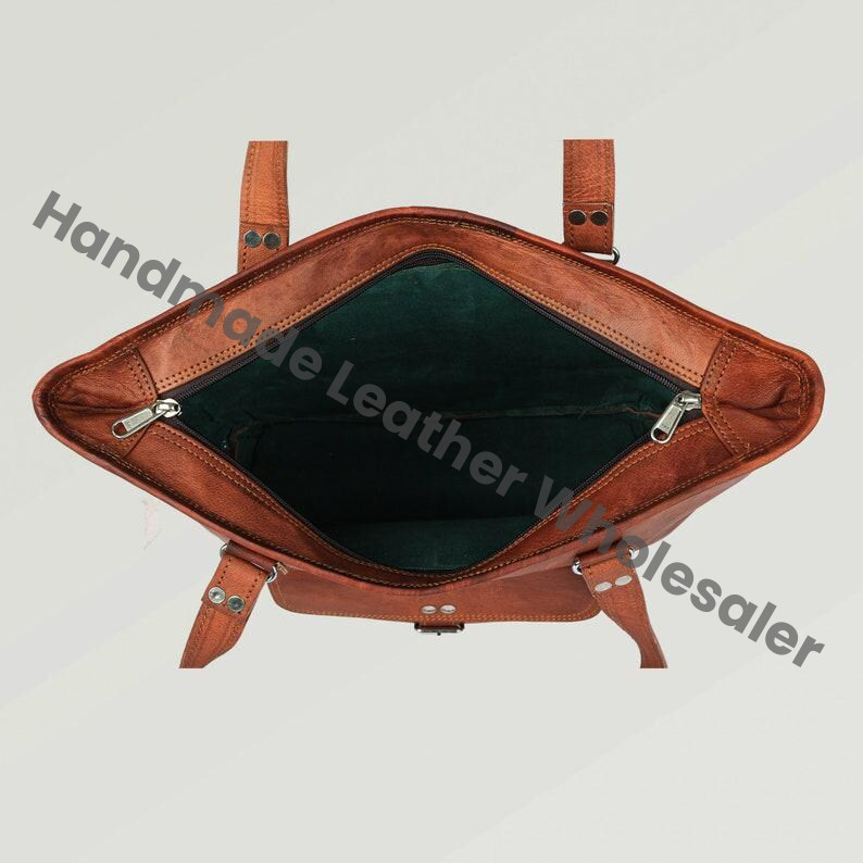 Personalized Leather Tote Bag: Handmade Large Handbag