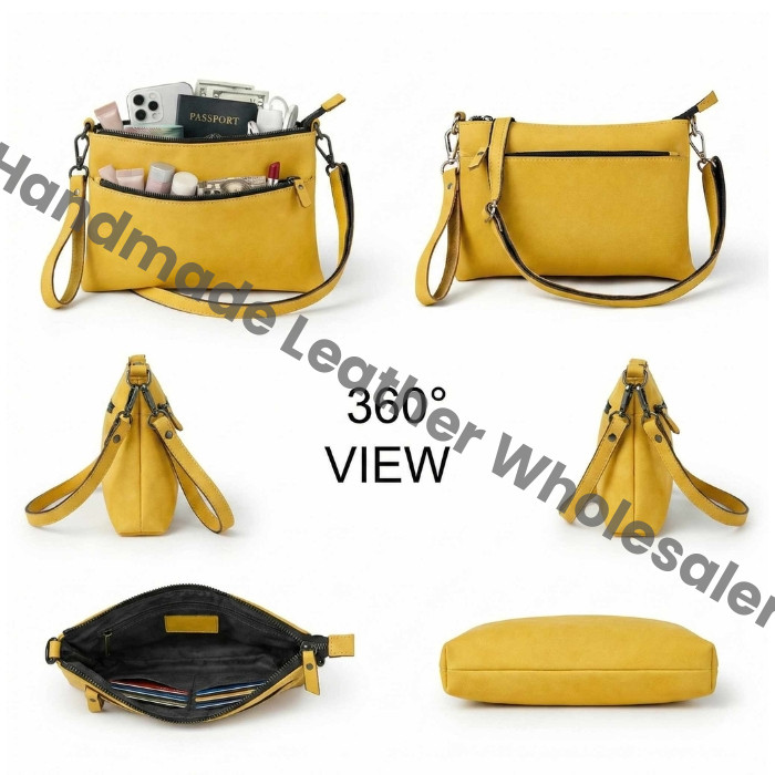 Personalized Women’s Leather Purse, Small Crossbody Wristlet Bag, Minimalist Everyday Handbag