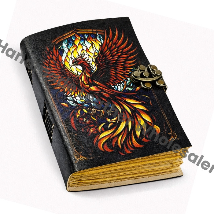 Phoenix Leather Grimoire Handmade Book of Shadows Vintage Spellbook, Gothic Wiccan Pagan Magic Journal Gift, Occult Writing Gift