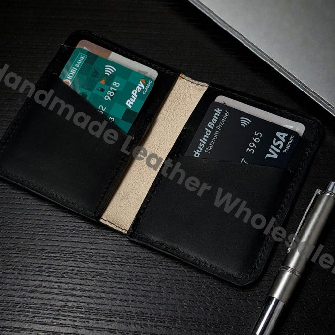 Premium Handmade Leather Wallet | 4 Card Slots | Artisan with Vintage Enchanted Gold Moon Illustration Witchcraft, Pagan Magic Wallet Gift