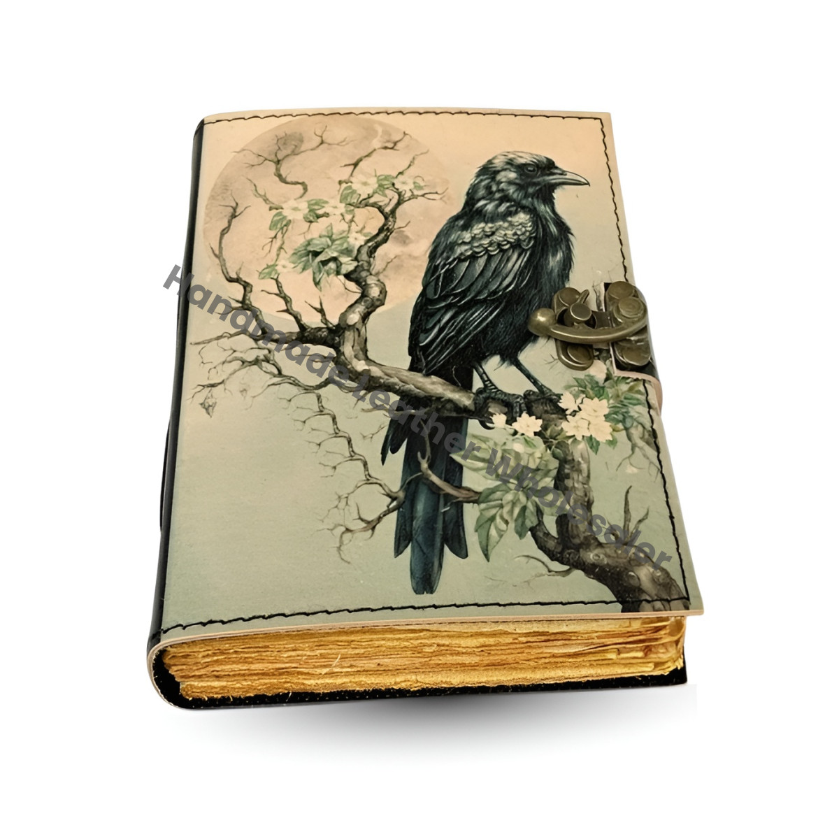 Raven Leather Grimoire – Gothic Book of Shadows, Witchcraft Spellbook