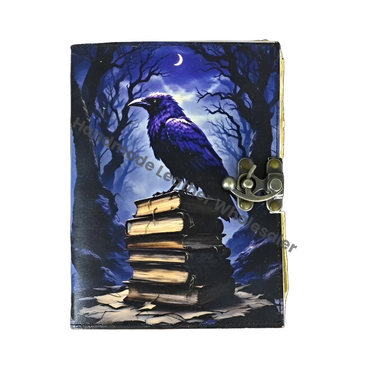 Raven Leather Grimoire Journal: Witchcraft Book of Shadows with Lock