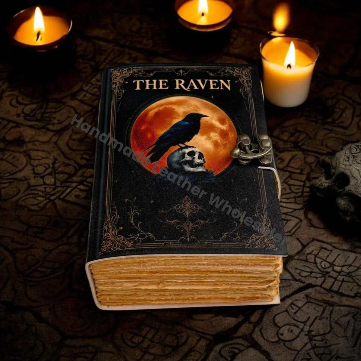 Raven Leather Grimoire: Vintage Spell Book of Shadows, Celestial Journal