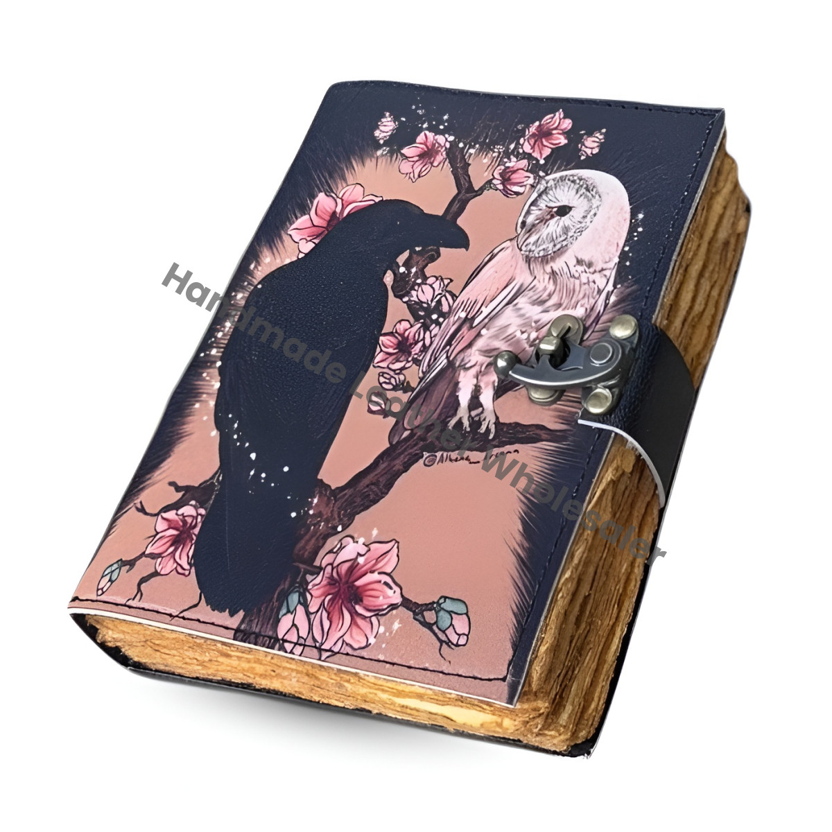 Raven & Owl Leather Journal: Vintage Grimoire, Book of Shadows