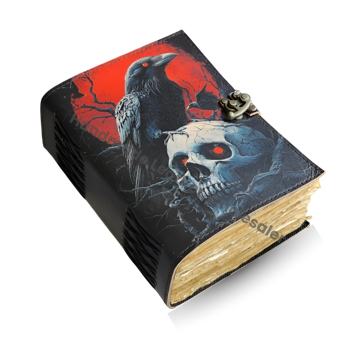 Raven Skull Leather Journal: Antique Wiccan Book of Spells