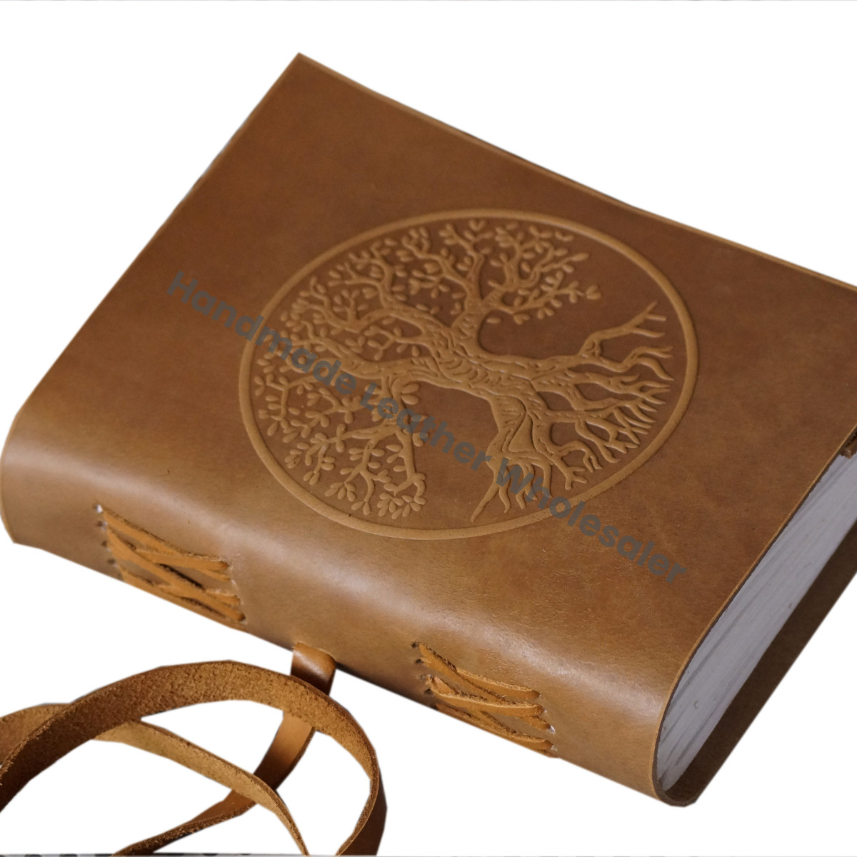 Round Tree of Life Soft Leather Hardcover Journal Handmade Spiral Binding Embossed Antique Design Notebook & Sketchbook Gift