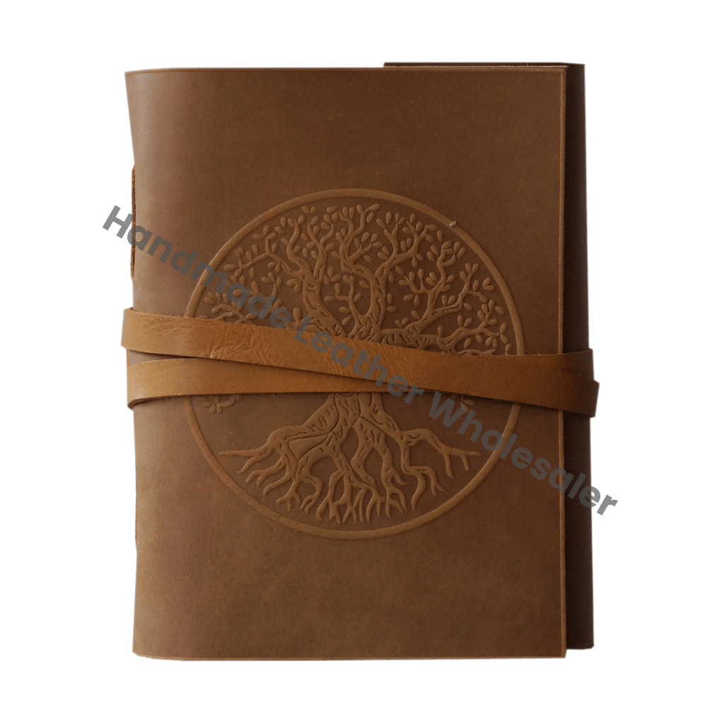 Round Tree of Life Soft Leather Hardcover Journal Handmade Spiral Binding Embossed Antique Design Notebook & Sketchbook Gift