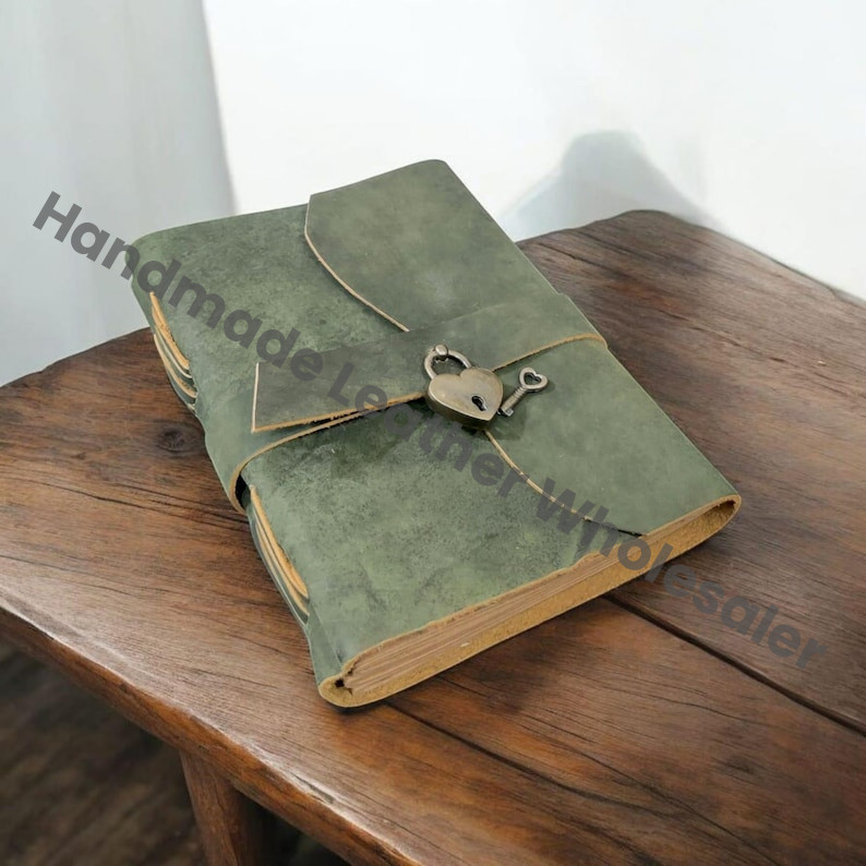 Rustic Handmade Leather Sketchbook & Journal – Antique Lock Notebook with Vintage Paper | Lined or Unlined