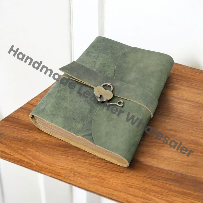 Rustic Handmade Leather Sketchbook & Journal – Antique Lock Notebook with Vintage Paper | Lined or Unlined