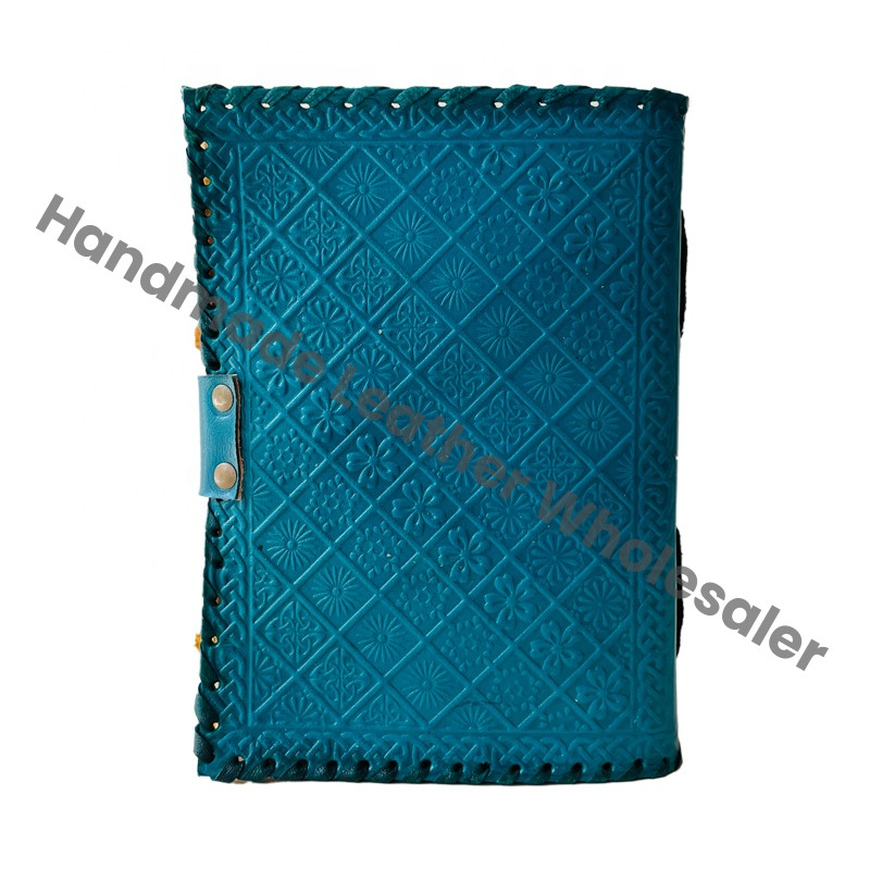 Seven Stone Leather Journal Blue Notebook Leather Writing Journals Men Women Unlined Deckle Paper Diary Gift Custom