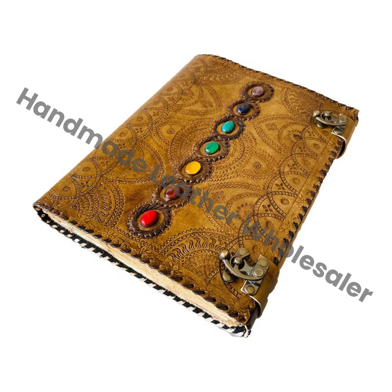 Seven Stone Leather Journal Charcoal Embossed Handmade Book of Shadows Notebook Poetry Sketch Book Drawing Journals For writing