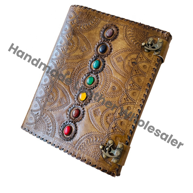 Seven Stone Leather Journal Charcoal Embossed Handmade Book of Shadows Notebook Poetry Sketch Book Drawing Journals For writing