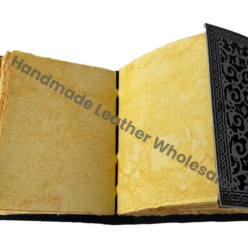 Skull Embossed Leather Journal Lock Face Black Guest Book Thermal Binding Handmade Paper Gift Him Personal Organizer Sketchbook