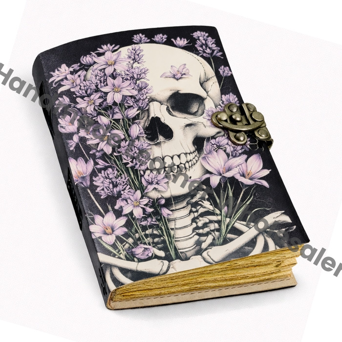 Skull Handmade Leather Journal Vintage Diary Grimoire: Rustic Antique Notebook Spell Book of Shadows Vintage Writing Notebook