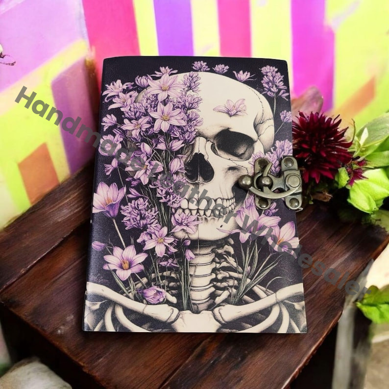 Skull Handmade Leather Journal Vintage Diary Grimoire: Rustic Antique Notebook Spell Book of Shadows Vintage Writing Notebook