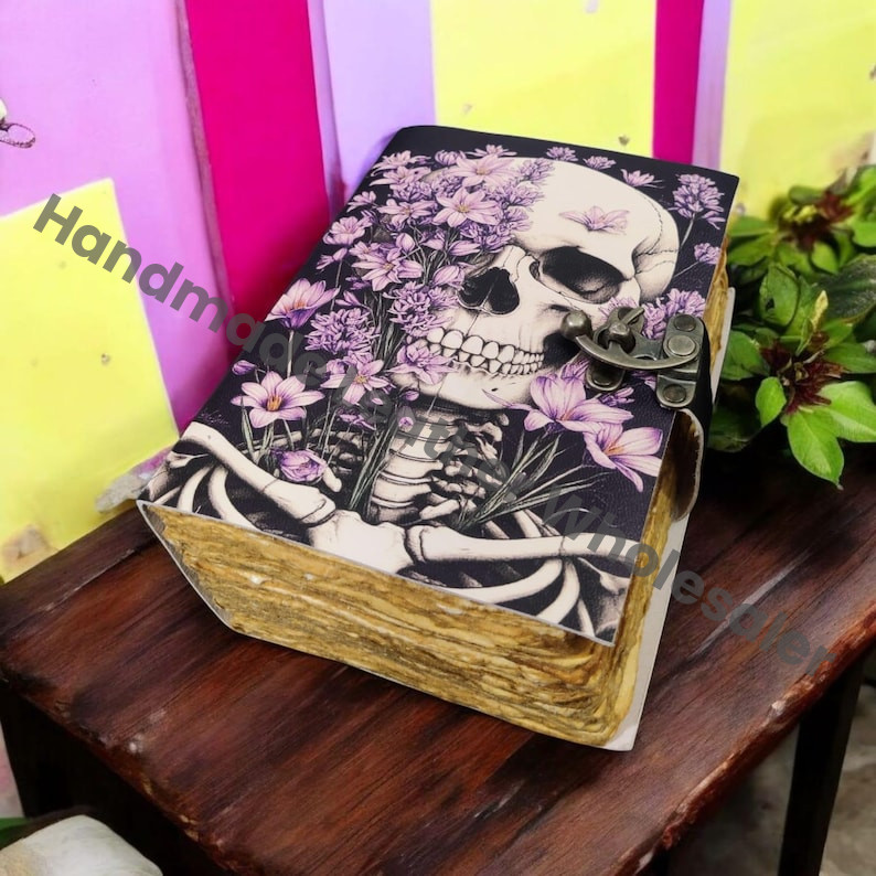 Skull Handmade Leather Journal Vintage Diary Grimoire: Rustic Antique Notebook Spell Book of Shadows Vintage Writing Notebook