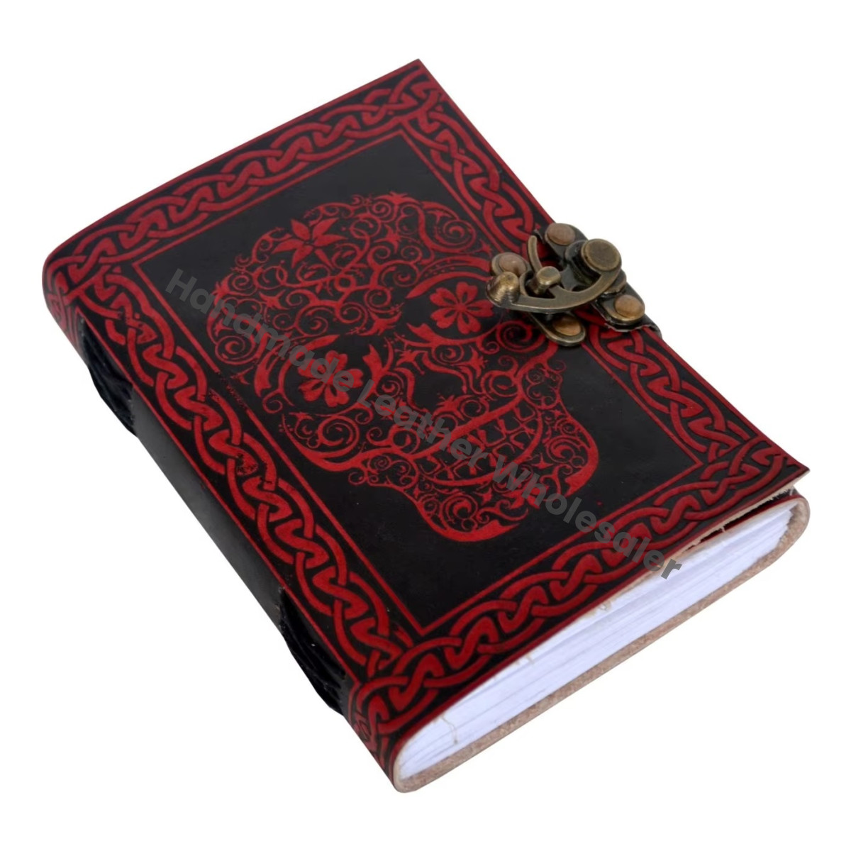 Skull Leather Journal Large Book of Spell Vintage Handmade RED Notebooks Woman Sketchbook Drawing Planner Supplies Diary