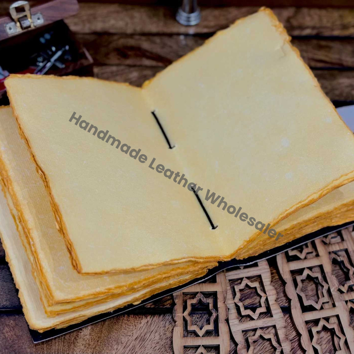 Skull Leather Print Journal: Deckle Edge Grimoire, Witch Spell Book