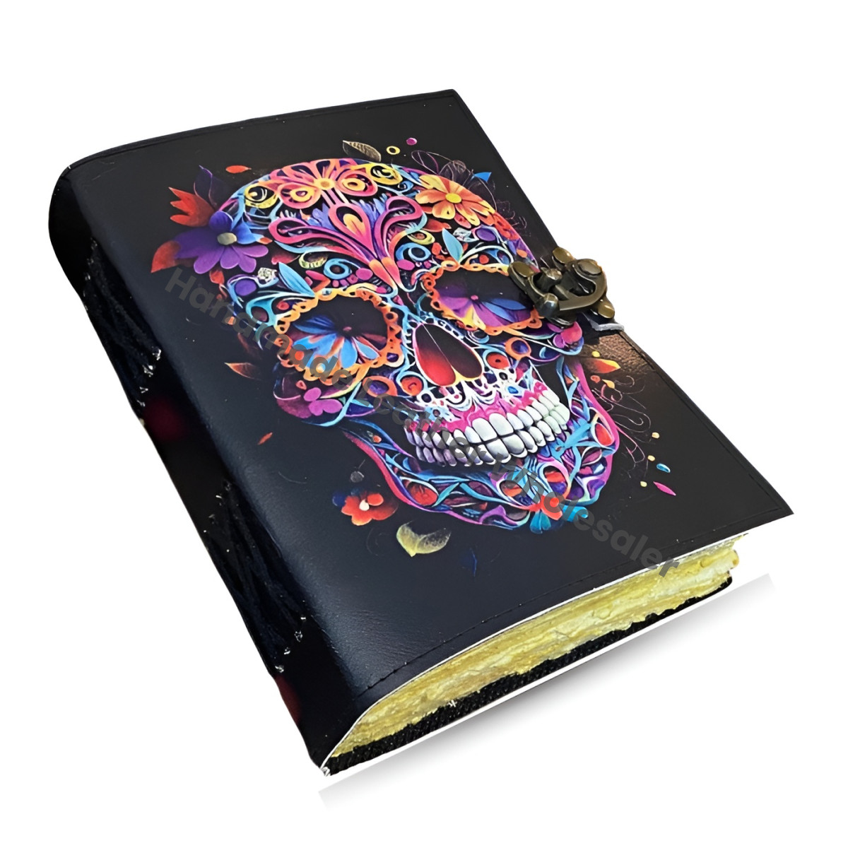 Skull Print Leather Journal: Blank Book of Shadows, Grimoire, Sketchbook