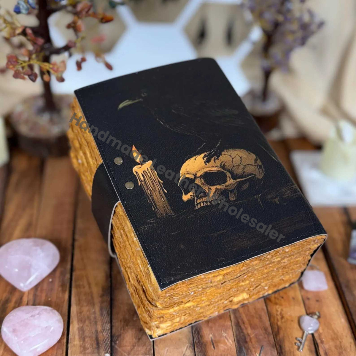 Skull & Raven Journal | Witchcraft Grimoire | Gothic Spell Book | Deckle Edge Notebook