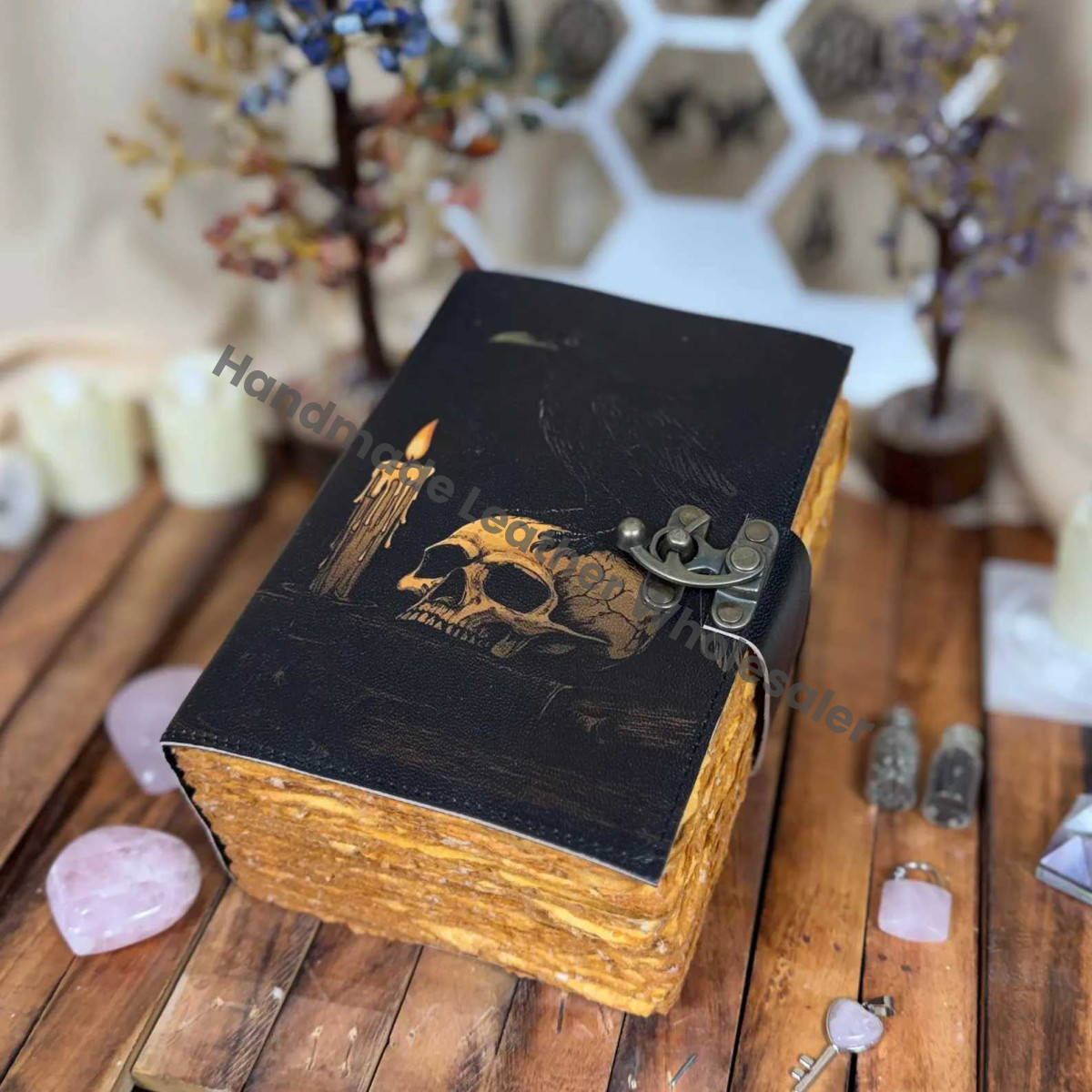Skull & Raven Journal | Witchcraft Grimoire | Gothic Spell Book | Deckle Edge Notebook