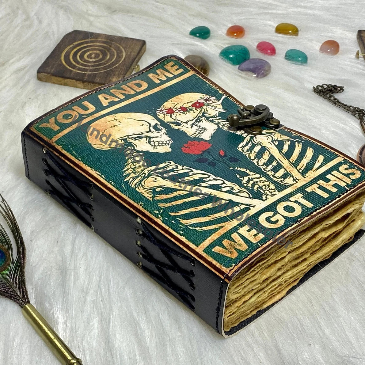 Skull Tarot Journal: Gothic Grimoire Book of Spells, Antique Leather Notebook