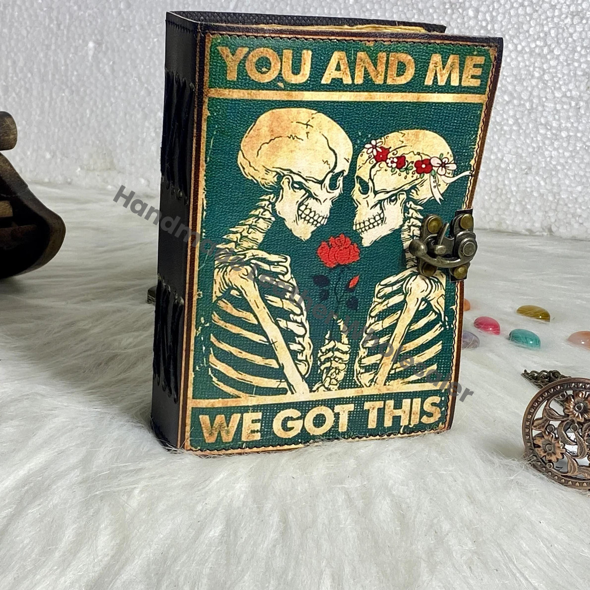 Skull Tarot Journal: Gothic Grimoire Book of Spells, Antique Leather Notebook