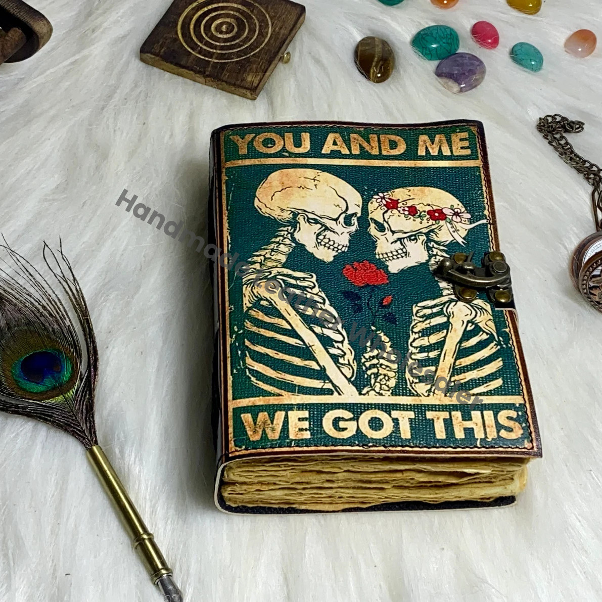 Skull Tarot Journal: Gothic Grimoire Book of Spells, Antique Leather Notebook