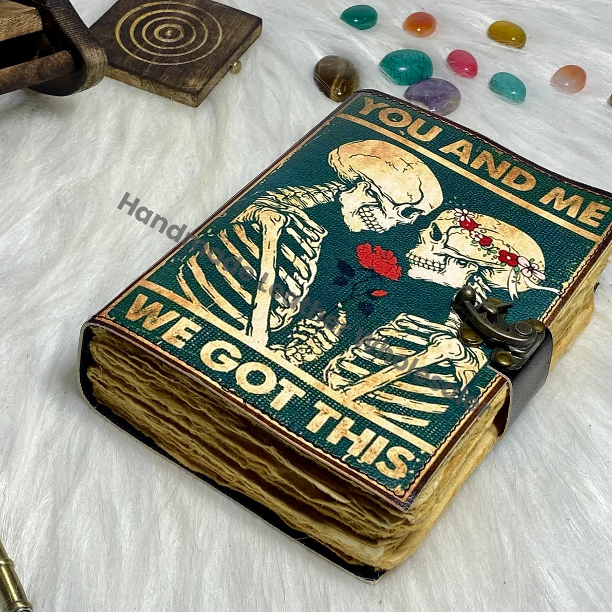 Skull Tarot Journal: Gothic Grimoire Book of Spells, Antique Leather Notebook