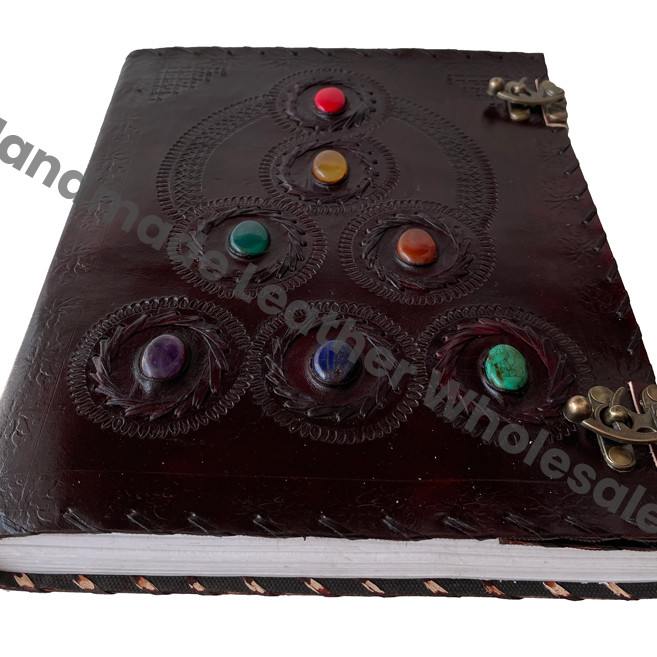 Spiral Binding Bound Custom Classmate Seven Stone Leather Organizer/Planner Journal Recyclable Handmade Cotton Paper Notebook