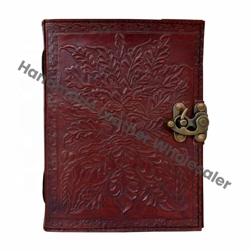 Spiral Binding Custom Classmate Tree Man Craft Real Leather Hardcover A4 Notebook Brown Gift Cover Grimoire Spells Designs
