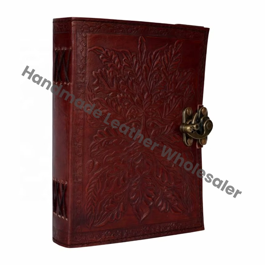 Spiral Binding Custom Classmate Tree Man Craft Real Leather Hardcover A4 Notebook Brown Gift Cover Grimoire Spells Designs