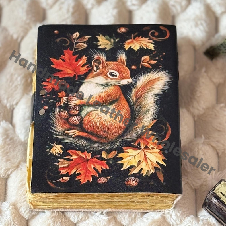 Squirrel Leather Journal: Vintage Handmade Grimoire Book of Shadows