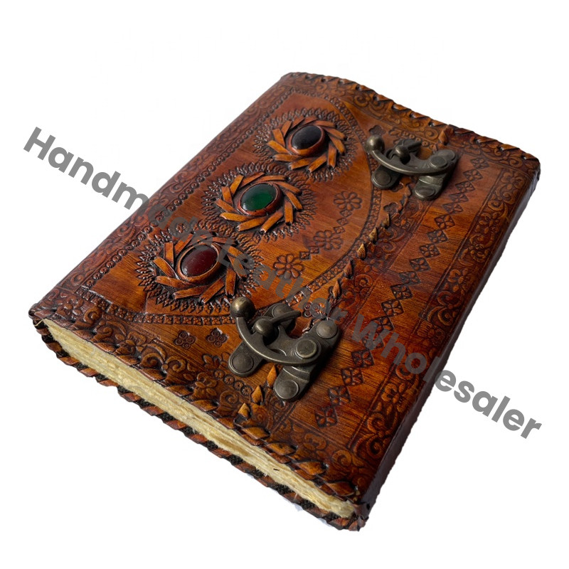 Stone Leather Charcoal Hardcover Journal Vintage Writing Notebook Spell Wiccan Book Shadows Grimoire Personalized Planner Bound