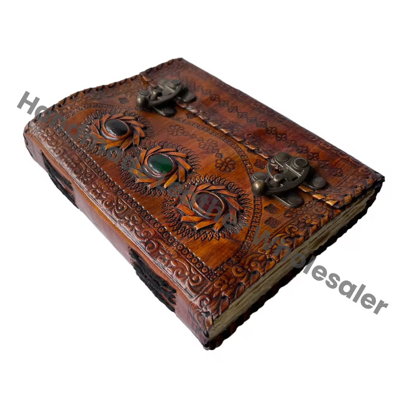 Stone Leather Charcoal Hardcover Journal Vintage Writing Notebook Spell Wiccan Book Shadows Grimoire Personalized Planner Bound