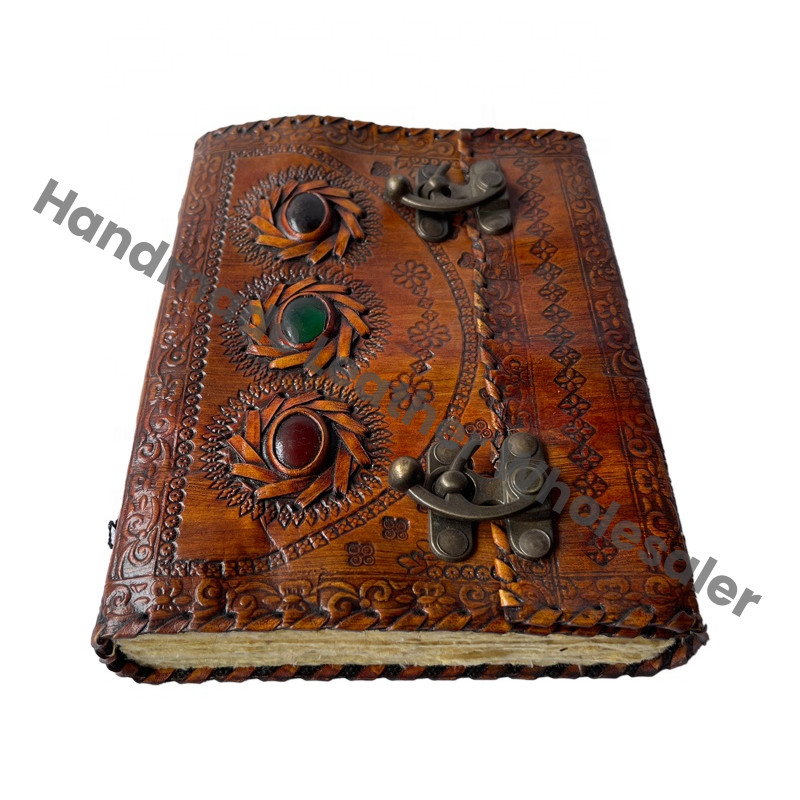 Stone Leather Charcoal Hardcover Journal Vintage Writing Notebook Spell Wiccan Book Shadows Grimoire Personalized Planner Bound