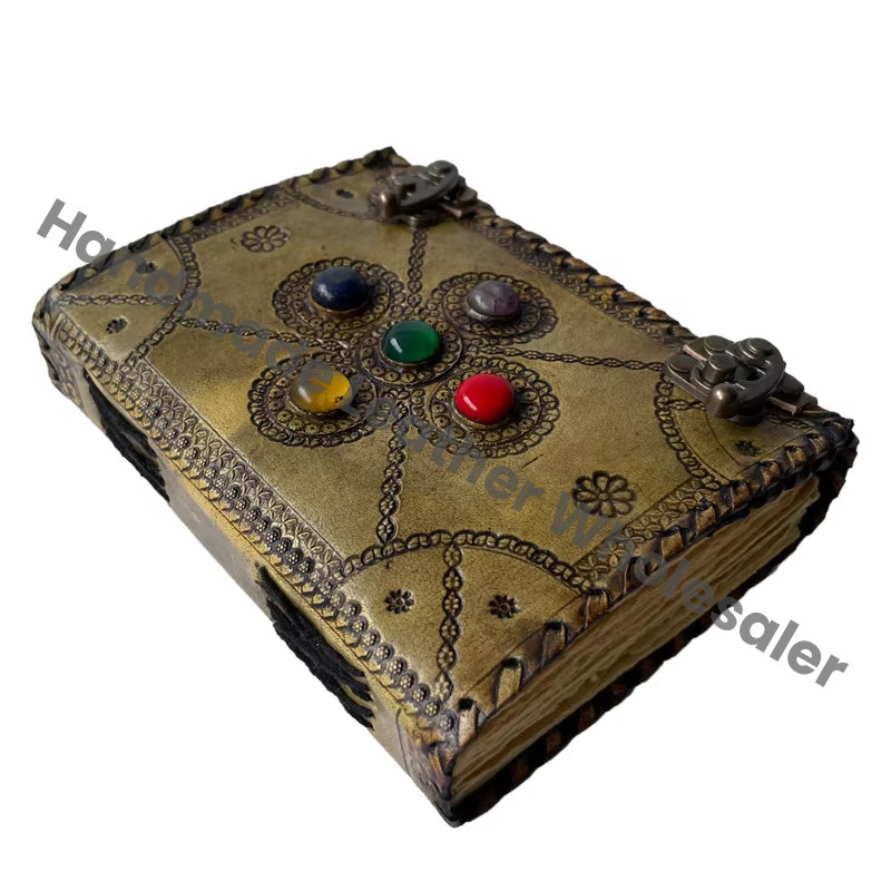 Stone Leather Journal Deckle Art Paper Thermal Binding Hardcover Notebook Diary Best Gift Men Women Writing Scrapbook Planner
