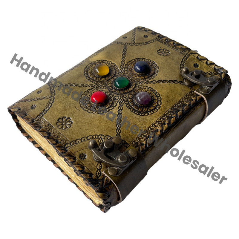 Stone Leather Journal Deckle Art Paper Thermal Binding Hardcover Notebook Diary Best Gift Men Women Writing Scrapbook Planner