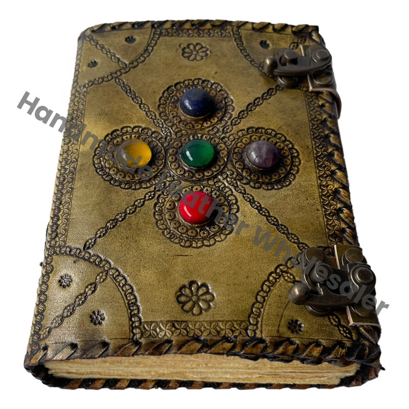 Stone Leather Journal Deckle Art Paper Thermal Binding Hardcover Notebook Diary Best Gift Men Women Writing Scrapbook Planner